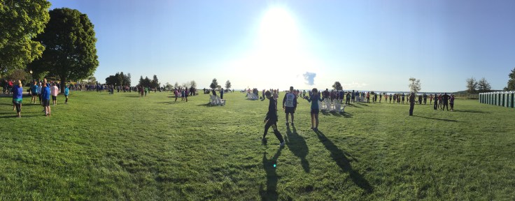 The lawn of Mission Pointe Resort (race start/finish)